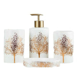 Bathroom Set Tree White & Gold (Set Of 4Pcs)