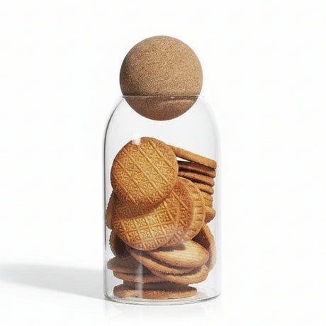 Glass Storage Jar With Wooden Cork Ball Lid 800ml