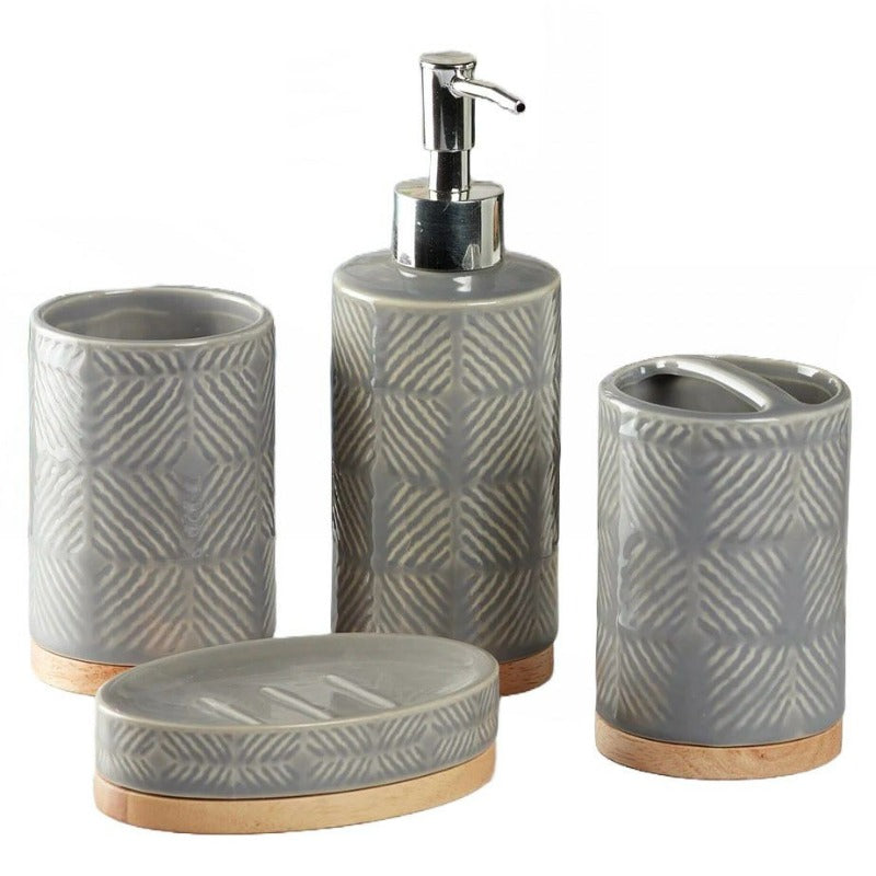 Bathroom Set Grey & Gold (Set of 4)
