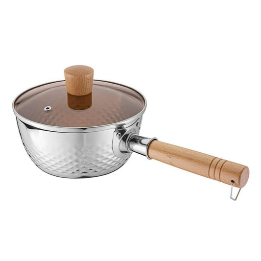 Stainless Steel Sauce Pot With Wooden Handle 18cm