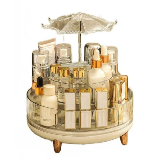 360° Rotating Makeup Organizer With Compartments