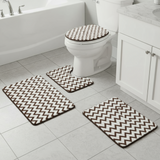 Bath Mat Set 3Pcs Geo Brown