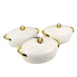 Food Warmer Hotpot Set White & Gold (Set of 3)