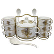 Golden Tree Soup Set With Stand White & Gold (Set of 15 Pcs)