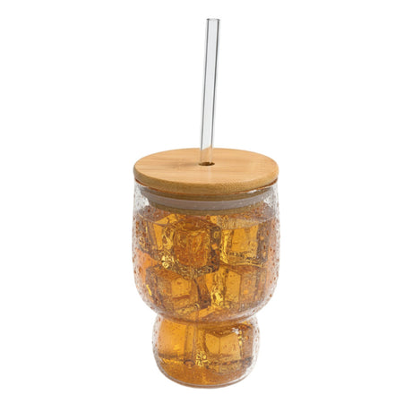 Iced Glass Mug With Straw