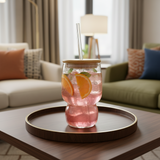 Iced Glass Mug With Straw