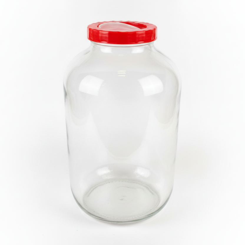 Glass Jar 8L With Red Lid & Handle