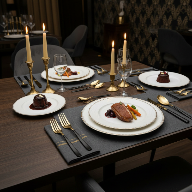 Stainless Steel Cutlery Set 24pcs Black & Gold