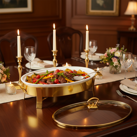 Oval Burner Dish With Golden Stand 2.5L