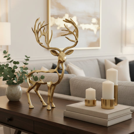 Decorative Metal Deer Sculpture Gold