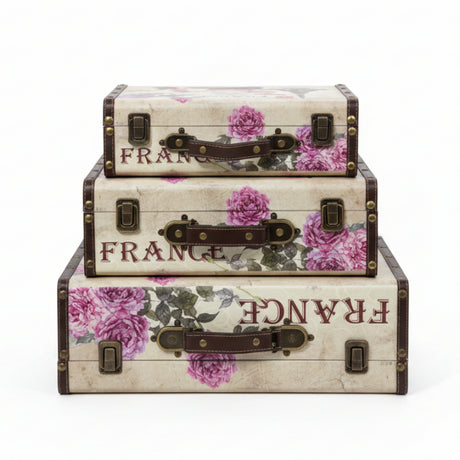 Vintage Style Decorative Storage Suitcase France (Set of 3)