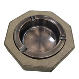 PU Leather Ash Tray Octagonal Beige/Bronze
