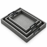 PU Leather Serving Tray Grey (Set of 3)