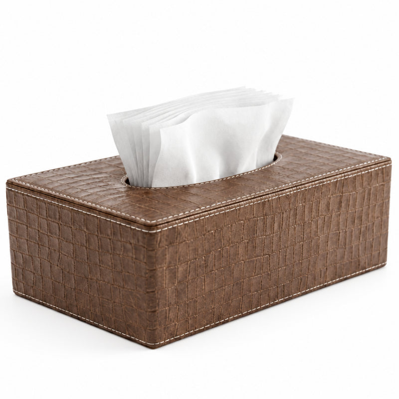 PU Leather Tissue Box Brwon