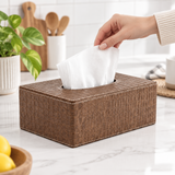 PU Leather Tissue Box Brown