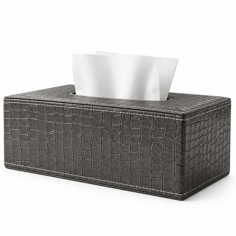 PU Leather Tissue Box Black