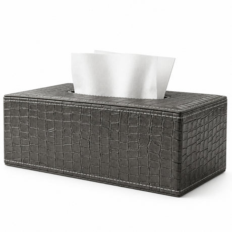 PU Leather Tissue Box Black