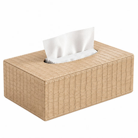 PU Leather Tissue Box Beige