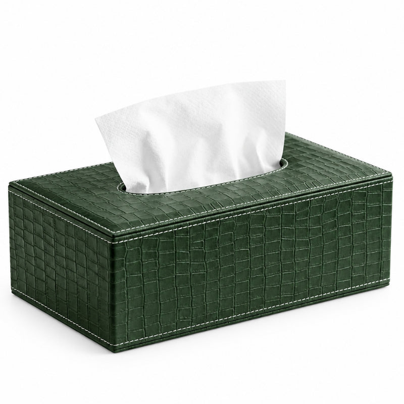 PU Leather Tissue Box Green