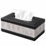 PU Leather Tissue Box Cowhide Black & White