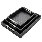 PU Leather Serving Tray Black (Set of 3) 