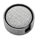 PU Leather Round Tea Coaster Grey (Set of 6)