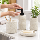 Ceramic Bathroom Set Stone Cream (Set of 4 Pcs)