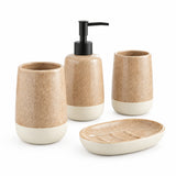 Ceramic Bathroom Set Brown & Beige (Set of 4 Pcs)