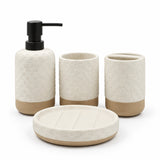 Ceramic Bathroom Set Cream/Terracotta (Set of 4 Pcs) 
