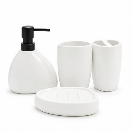 Ceramic Bathroom Set White (Set of 4 Pcs)