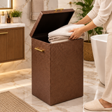 PU Leather Laundry Hamper Brown