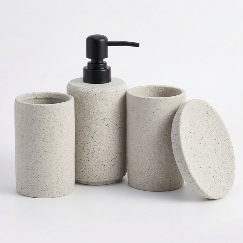 Ceramic Bathroom Set Stone Grey (Set of 4 Pcs)