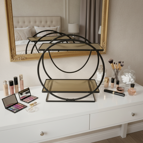 Metal Vanity Stand Round Black