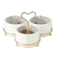3-Division Dry Fruit Bowls White With Golden Stand