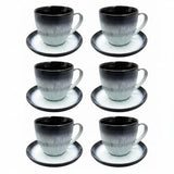 Cup & Saucer Black & Charcoal 300ml (Set of 6)