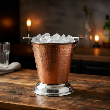 Pure Copper Ice Bucket With Handle Large 12 x 14 cm