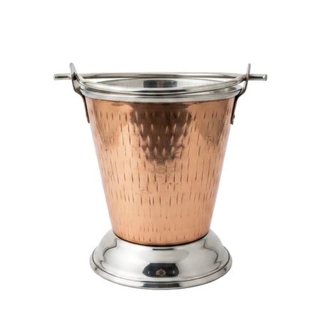 Pure Copper Ice Bucket With Handle Large 12 x 14 cm
