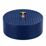 PU Leather Round Roti Box Blue