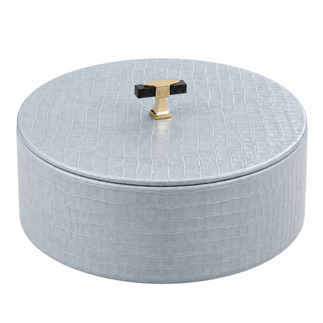 PU Leather Round Roti Box Grey
