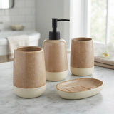 Ceramic Bathroom Set Brown & Beige (Set of 4 Pcs)