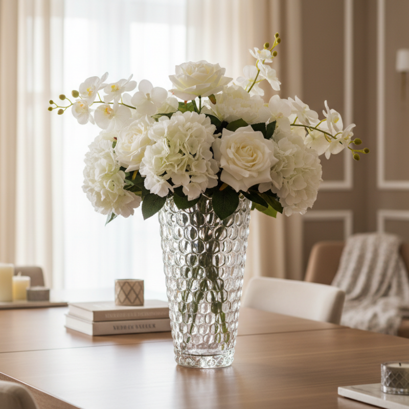 White Crystal Artificial Flower Decorative Vase 29cm