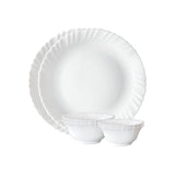 White Glass Dinnerware Set with Plates & Bowls (24pcs)