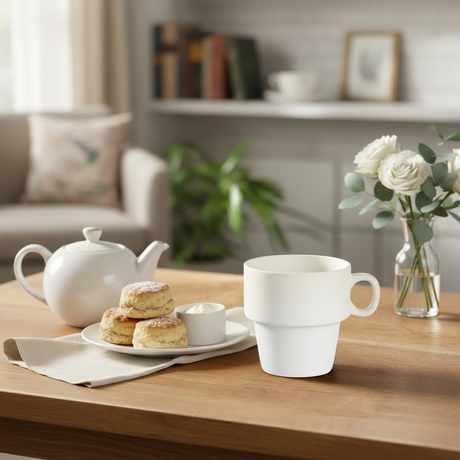 White Porcelain Stackable Breakfast Mug 360ml