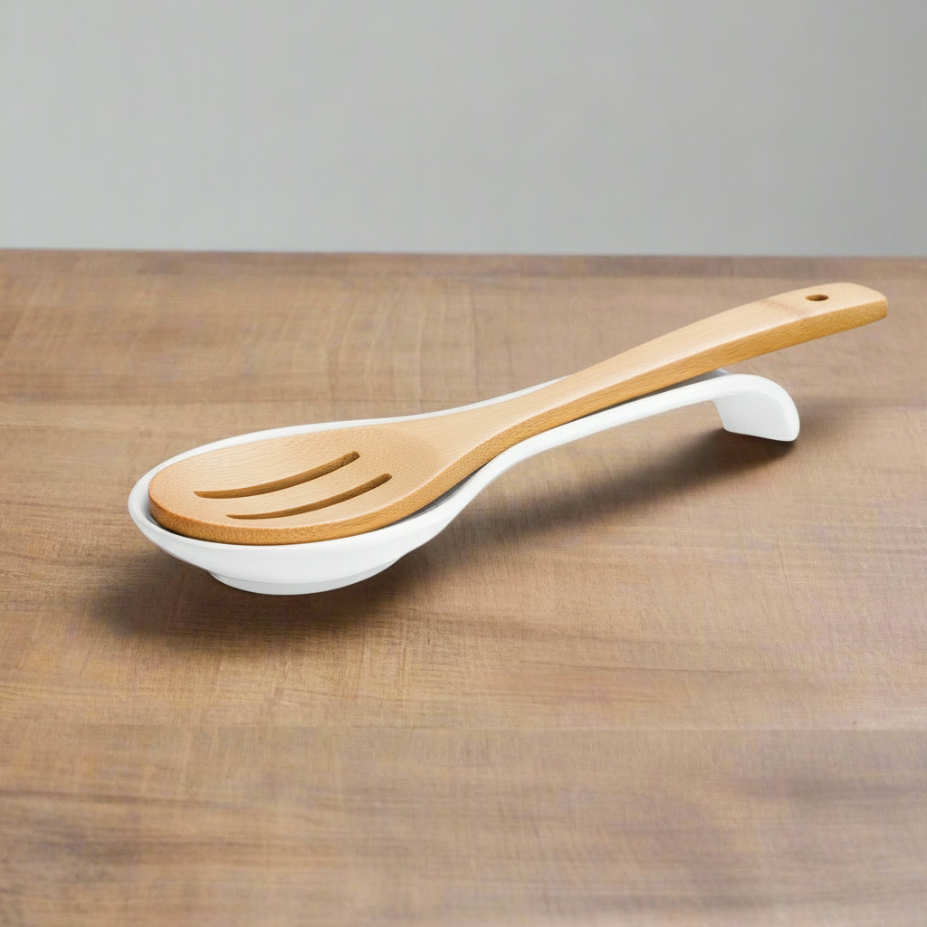White Round Spoon Rest Ceramic