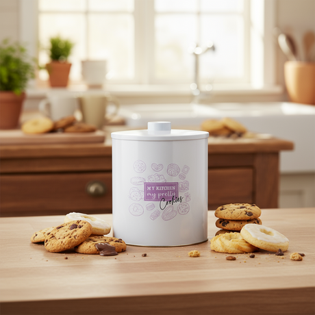 White Round Tin Cookies Container