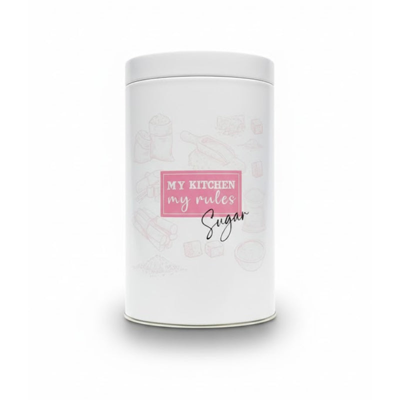 White Round Tin Sugar Can