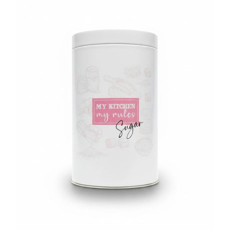 White Round Tin Sugar Can