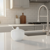 White Sugar Bowl With Spoon