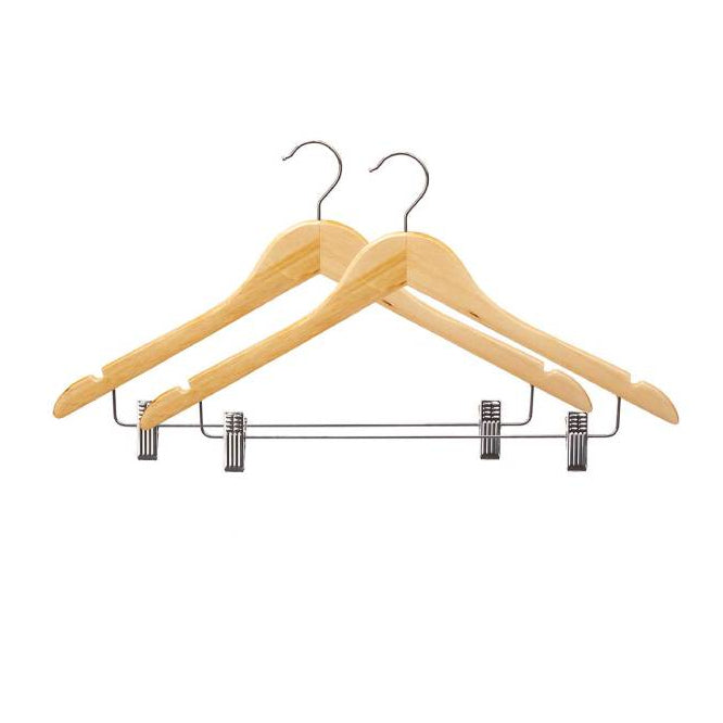 Wooden Hangers With Trouser Clip Set of 2pcs