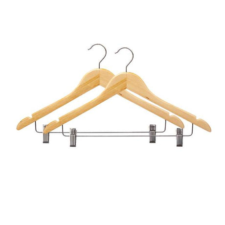 Wooden Hangers With Trouser Clip Set of 2pcs